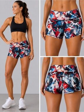 FLEO Booty Shorts XS Geometric Abstract Print CrossFit Weightlifting Gym